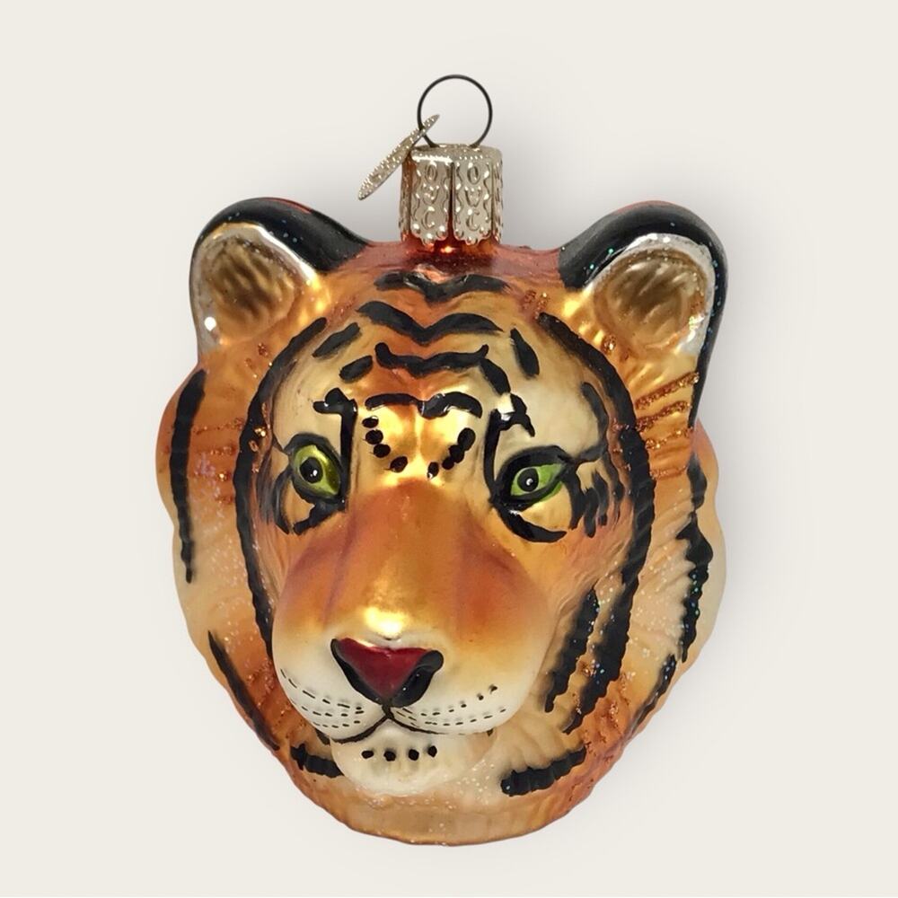 OWC Bengal Tiger Glass Christmas Ornament Hand-Painted